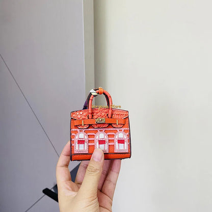 Inspired Birkin Mini Hand Bag - Platinum Bag Charm