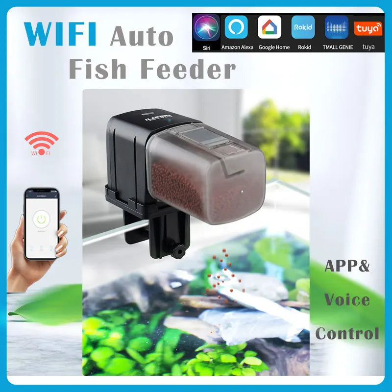 WiFi Fish Feeder 2L Hopper Automatic Aquarium Feeder Smart Household 2025 App And Voice Control Scheduled Feeding
