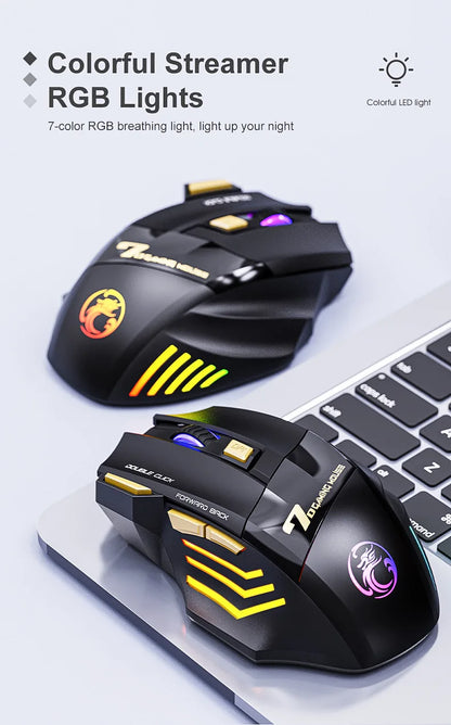 Cordless Gaming Mouse 3200DPI Dual Mode Battery-Powered