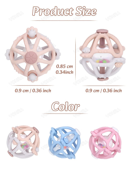 Teether Silicone Rattle Orb Montessori Newborn Sensory Toys