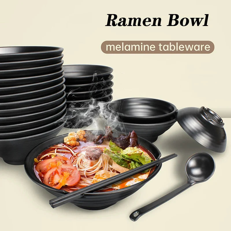 Bowl Ramen Black Plastic Japanese Style Noodle Bowl
