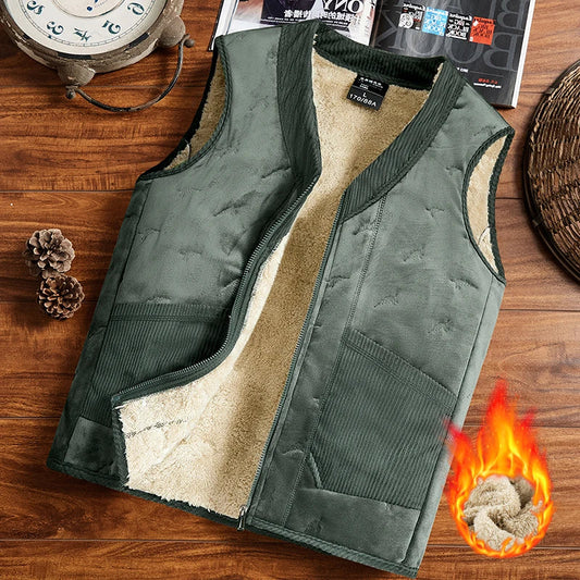 Cozy Warm Men's Vest - Sleeveless Zipper, Lined Winter