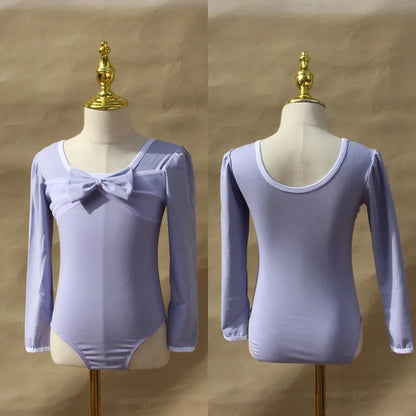 Light girls ballet leotard set - puff-sleeve top, tulle tutu skirt, polyester, for dance class