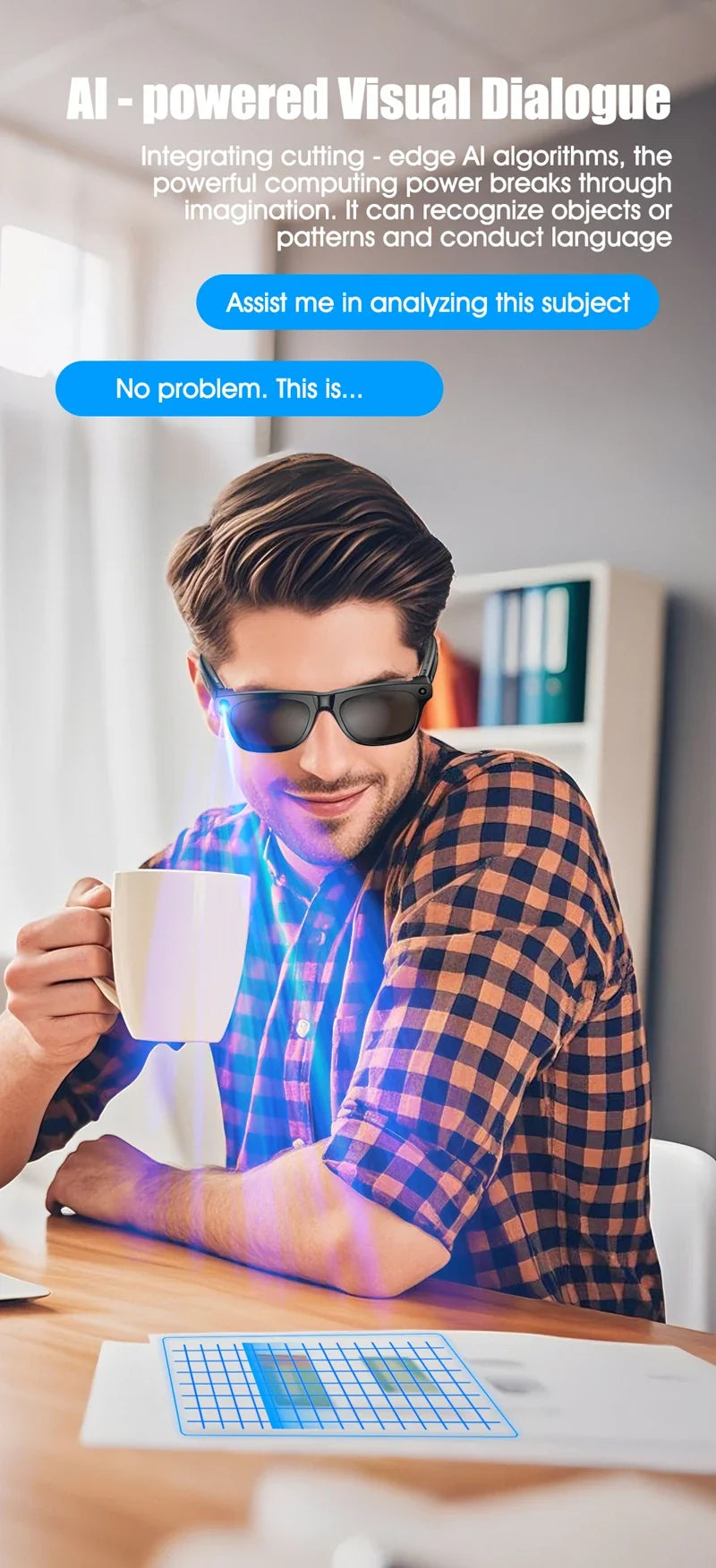 AI 4K Smart Camera Glasses Photochromic Travel Handsfree