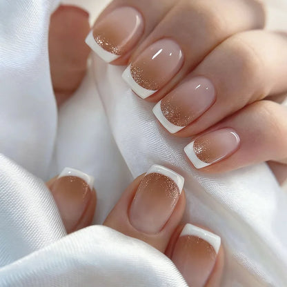 Press On Nails Short Square White Minimalist False Nail Tips Kit Spring 2026 Reusable
