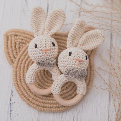 Crochet Baby Rattle Bunny Teether Newborn Sensory Toys