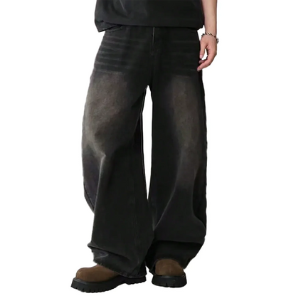 Men's Oversized Wide Leg Jeans - Baggy Straight Cotton Blend