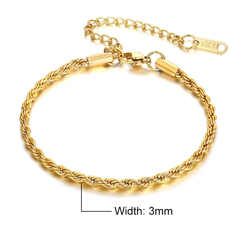 Steel Stainless Rope Chain Bracelet Twisted Singapore