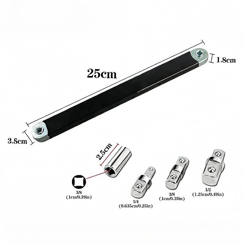 Two-Way Impact Socket Ratchet Vehicle Hand Device 2026 – Travel-Friendly Offset Extension Wrench 4-Adapter Kit