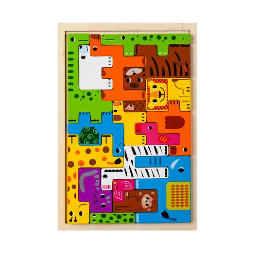 Animal Montessori Characters Wooden Transportation Puzzle Toy