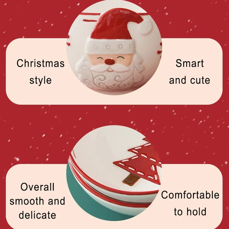 Christmas Ceramic Santa Bowl Scandinavian Holiday Breakfast Bowl
