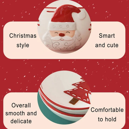 Christmas Ceramic Santa Bowl Scandinavian Holiday Breakfast Bowl