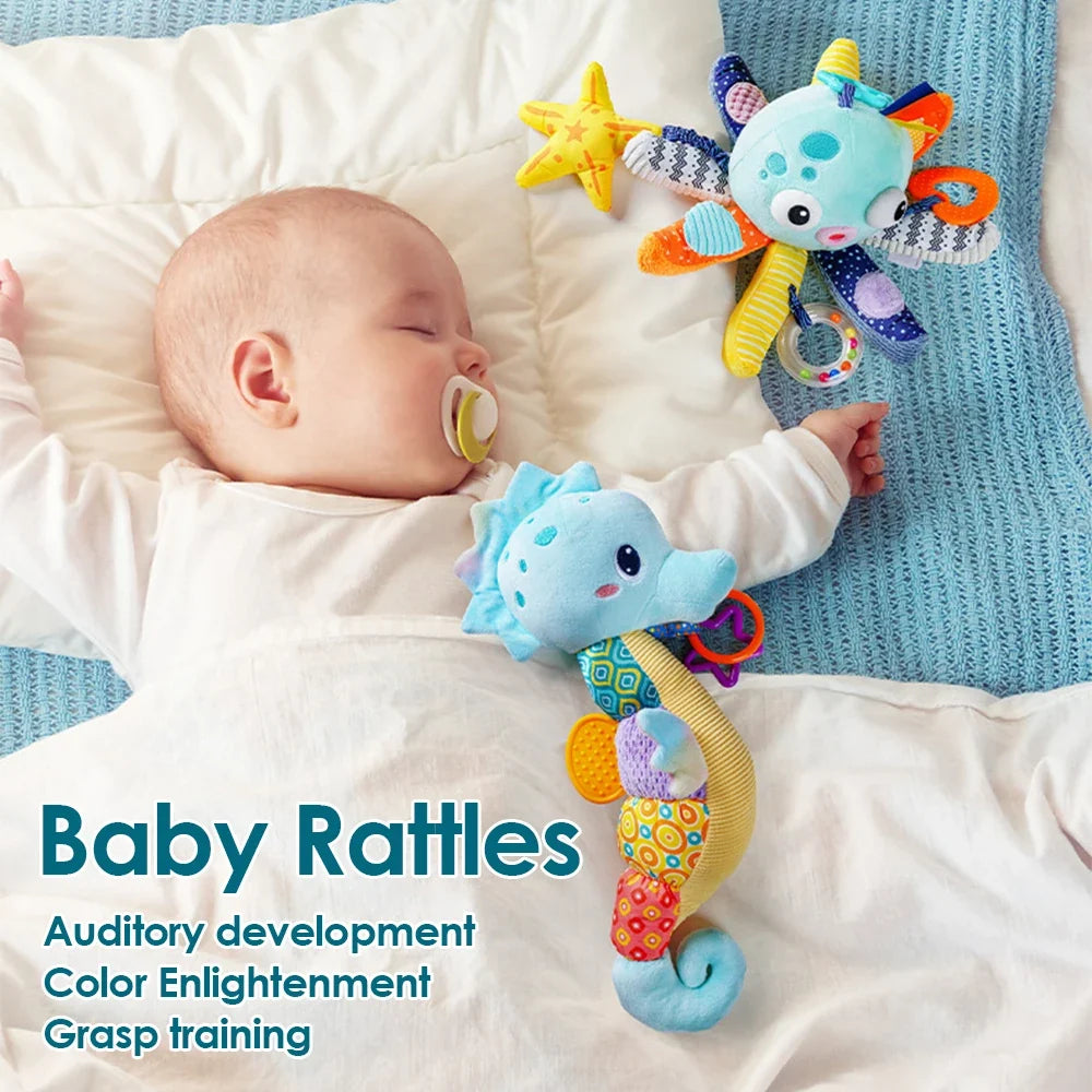 Plush Giraffe Baby Rattle Hanging Plush Newborn Sensory Toys