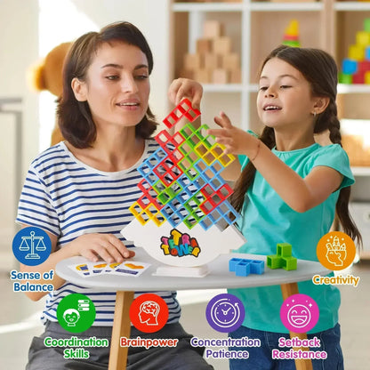 Colorful Balance Stacking Game - Fun Tetra Tower Puzzle for Kids & Adults, Great for Family Game Night & Gifts