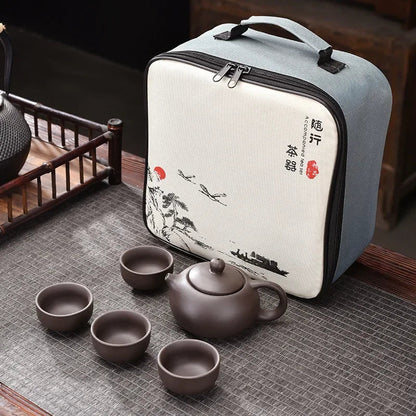 Purple Clay Travel Tea Kit Travel-Friendly Kung Fu Teaware