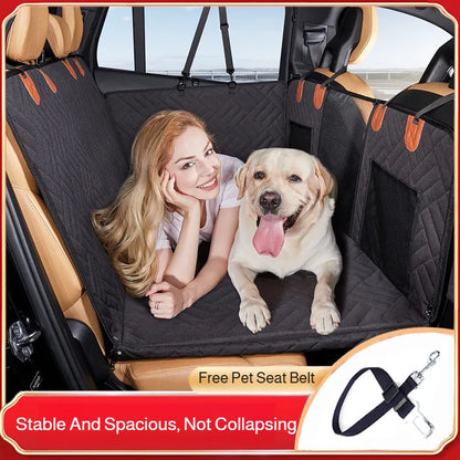 Water-Resistant Pet Car Seat Cover - Anti-Slip Scratch-Proof Hammock Back Seat Protector for Dogs