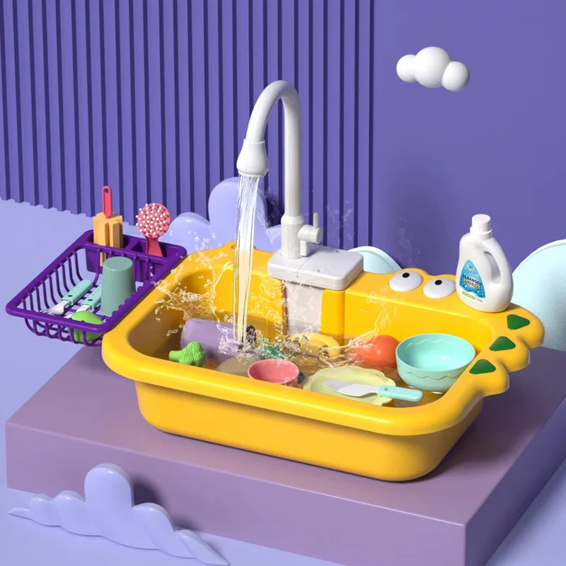 Electric Dishwasher Toy Set for Kids, Interactive Pretend Play Kitchen Sink with Sound, Multi-Color, Educational Role Play-1