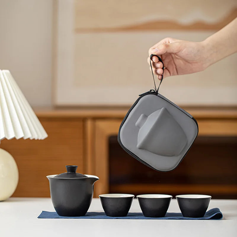 Travel-Friendly Ceramic Travel Tea Kit With Case Gift Kit