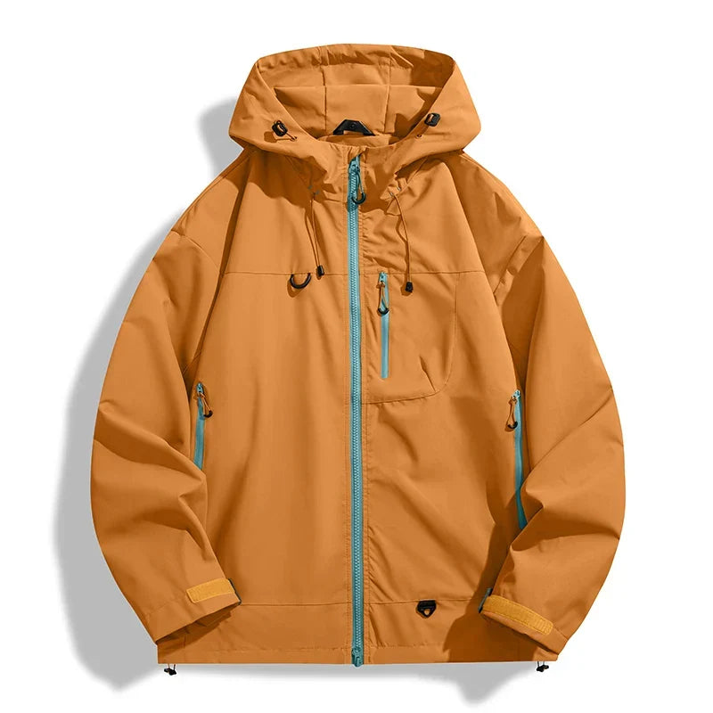 Water-Resistant Unisex Windbreaker - Hooded Single-Layer, Hiking