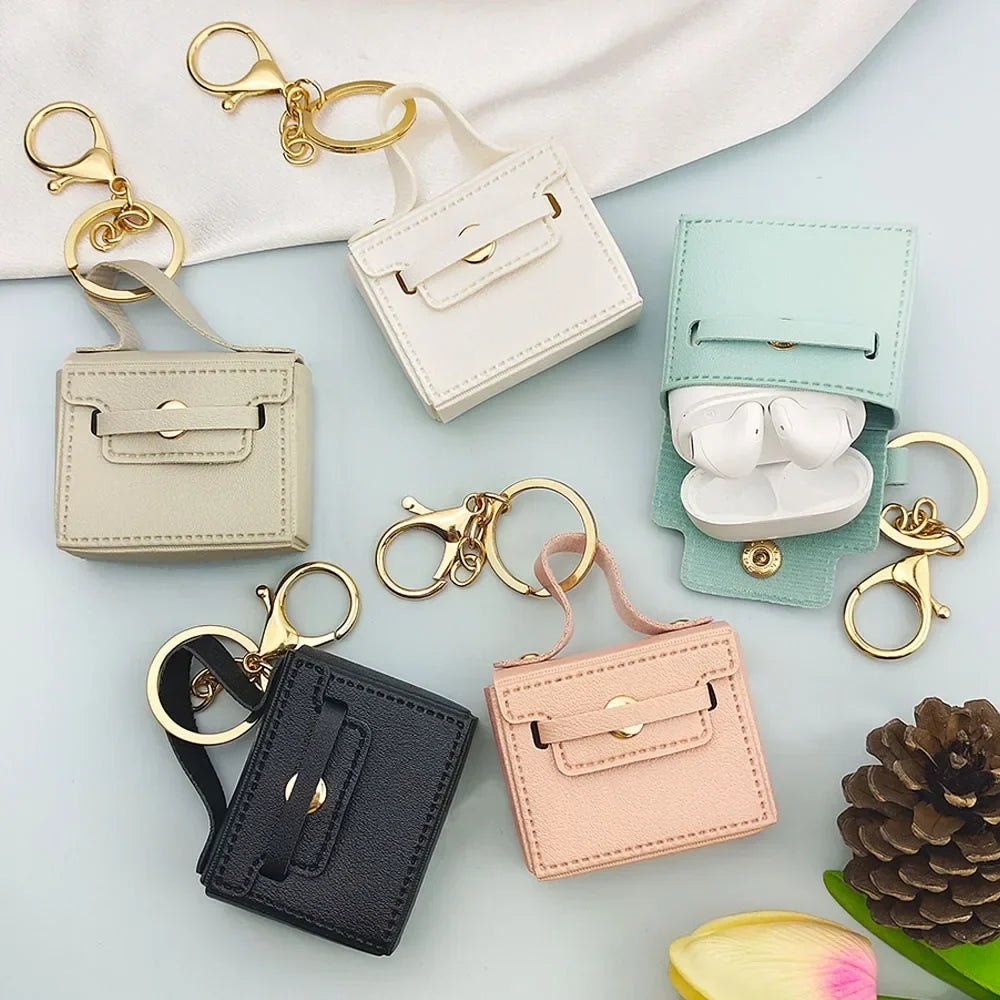 Free 1+1 Birkin Inspired Mini Hand Bag - Solid Color PU Leather Coin Bag Keychain Charm