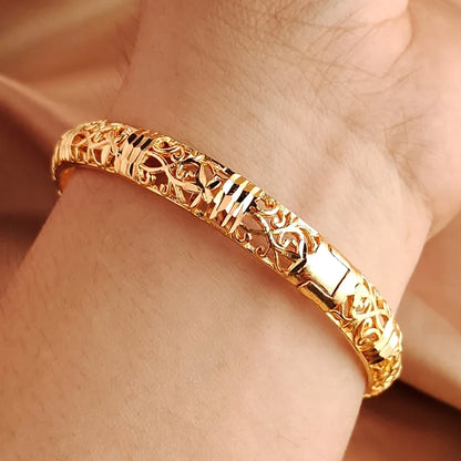 Color Gold Bangle Openwork Wedding Bracelet Dubai Style