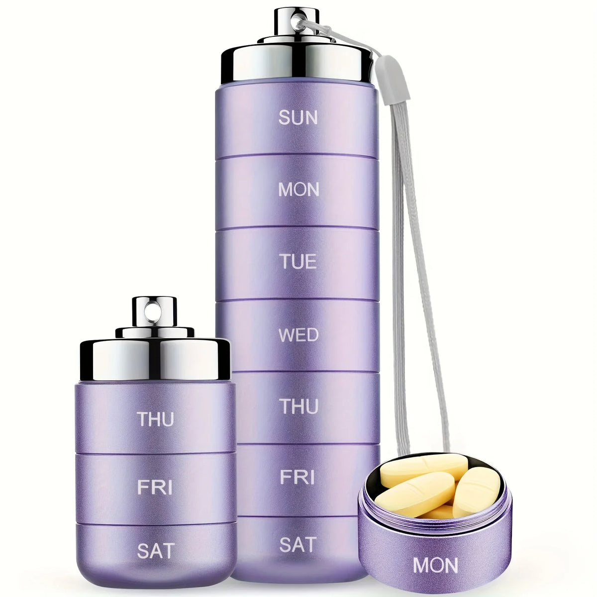 Water-Resistant, Stackable, Summer Travel 2026 – Pill Organizer Metal Travel Pill Box Kit