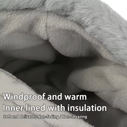Cozy Insulating Women's Balaclava Hood - Quilted Padded Faux-Fur Trim, Windproof For Winter Sports