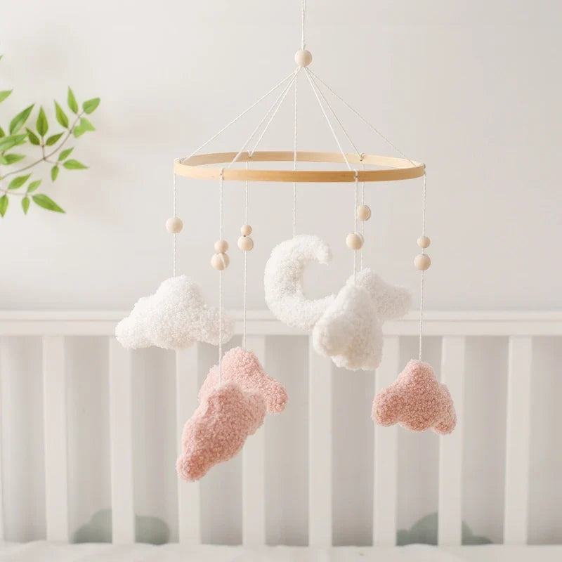Crib Wooden Mobile Felt Bear Musical Newborn Sensory Toys