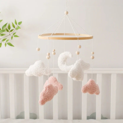 Crib Wooden Mobile Felt Bear Musical Newborn Sensory Toys