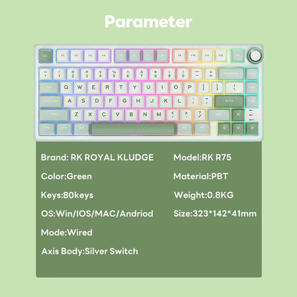 Keyboard Mechanical R75 Gasket 80Key RGB Hot Swap Spanish