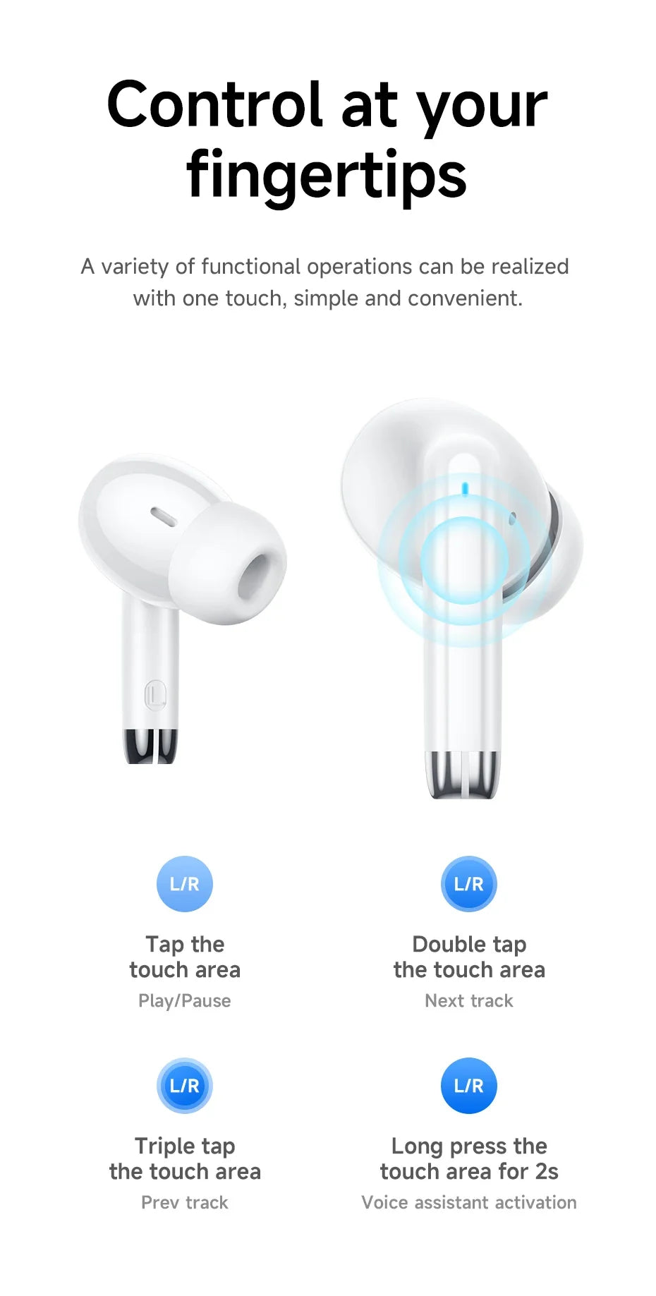 waterproof, USB-C charging, touch control, built-in mic 2026 – Cordless Bluetooth 5.3 earbuds