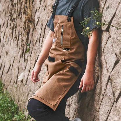 Denim Canvas Apron With Flexible Cross Back Straps Work Apron Fall 2025 Custom Logo Sturdy Device Pockets