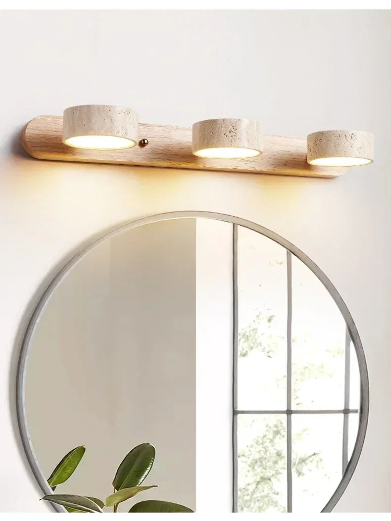 Wabi Japandi Sabi Round LED Wall Light With Mirror Bathroom