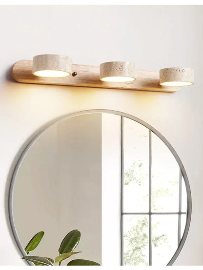 Wabi Japandi Sabi Round LED Wall Light With Mirror Bathroom