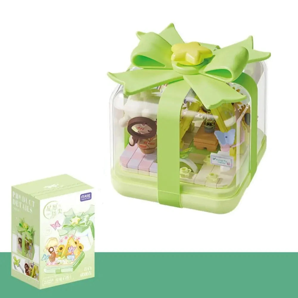 Building Plastic Block Flower Ring Box - DIY Decoration for Kids, Safe ABS Material