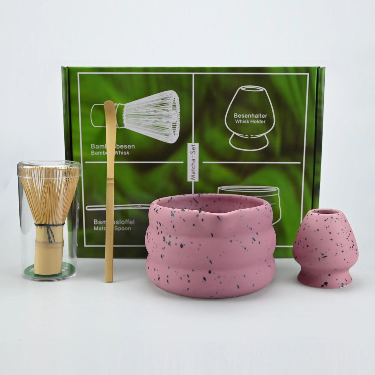 Matcha Kit Porcelain Bowl Whisk Spoon Stand Gift Japanese
