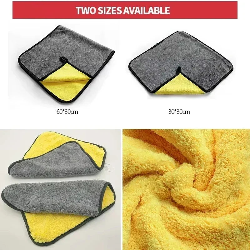 Car Microfiber Towels Double Layer Detailing Cloth Fall 2025 Plush Highly Absorbent Drying Towel