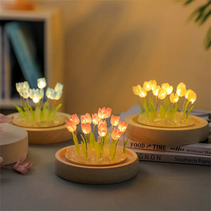 Handmade LED Tulip Flower Night Light - DIY Decorative Lamp for Bedroom, A Great Valentine's Day Gift