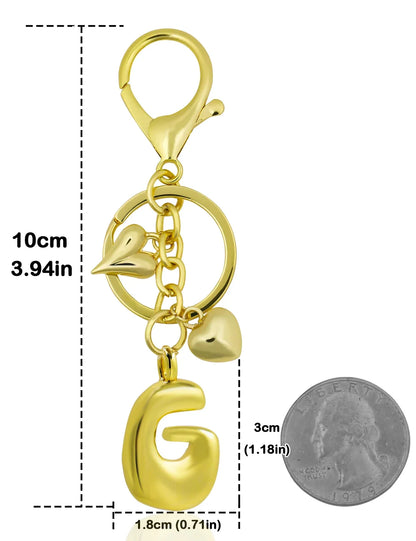 Keychain Personalized Gold Bubble Letter Bag Charm Gift
