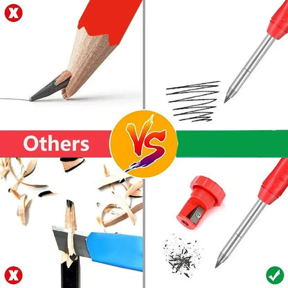 Pro-Grade Carpenter Pencil Metal Long Head Deep Hole Marker Device for Woodworking
