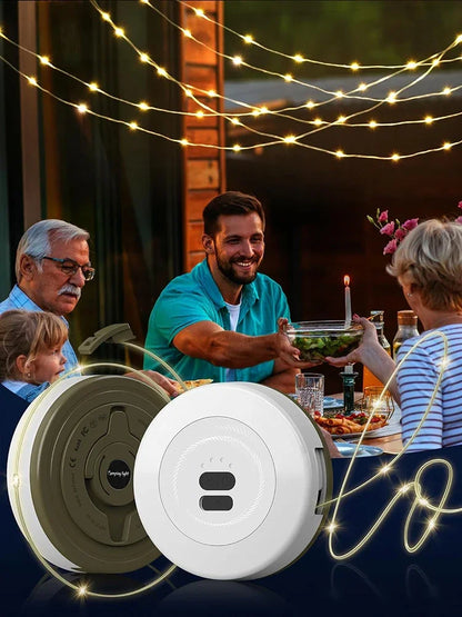 USB Battery-Powered Travel-Friendly Atmosphere Lantern Garden Tent Decor 2026 – 2-in-1 LED Reel Camping String Light