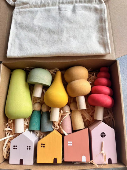 Wooden Building Blocks Pastel Scandinavian Stacking Play Kit Fall 2025 Eco Friendly Imaginative Play Gift