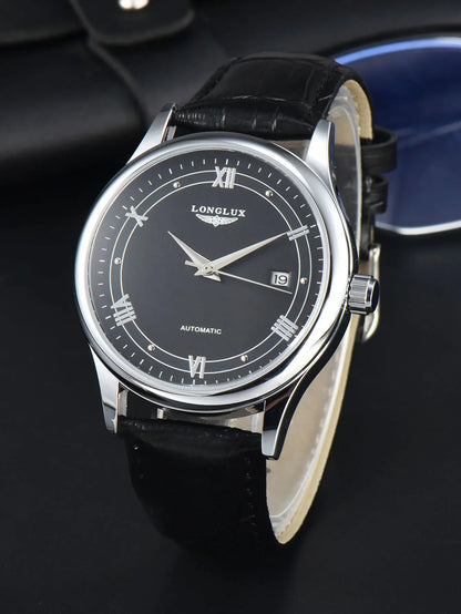 Automatic Watch Leather Strap Mechanical Date Water-Resistant