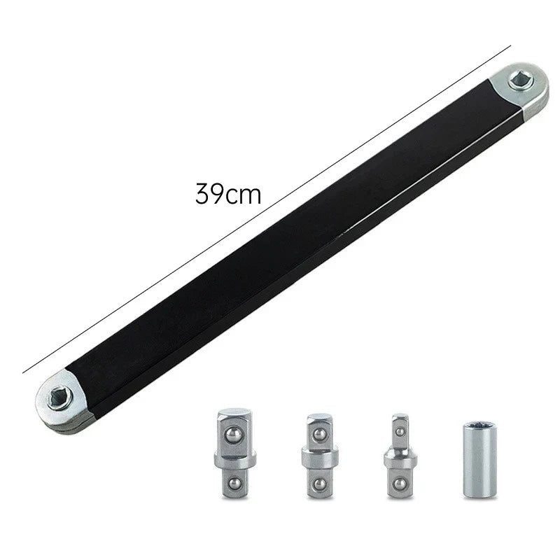 Two-Way Impact Socket Ratchet Vehicle Hand Device 2026 – Travel-Friendly Offset Extension Wrench 4-Adapter Kit