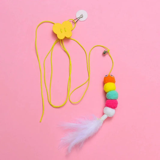 Cat Pet Toys Funny Stick Kitten Elastic Rope Dragonfly Feather Bell Swing