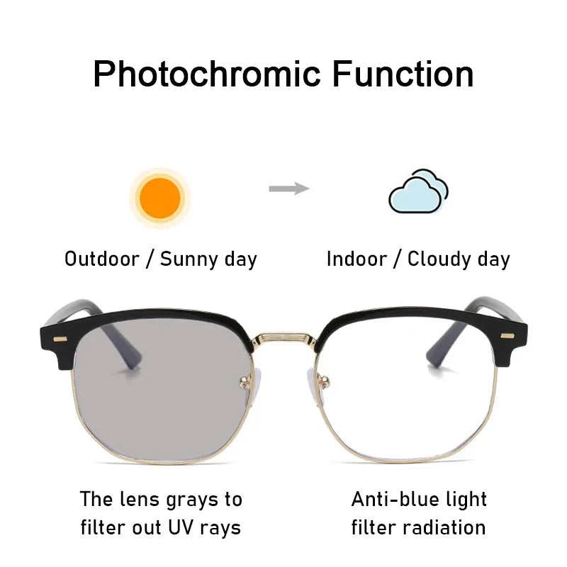 Light Blue Blocking Glasses Photochromic Rectangle Eyewear For Office And Computer Use Fall 2026 TikTok Viral Gift