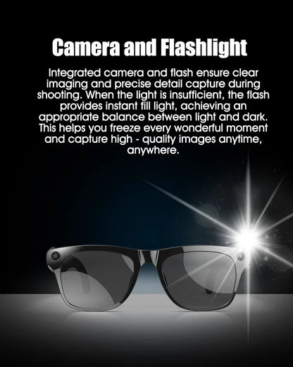 AI 4K Smart Camera Glasses Photochromic Travel Handsfree