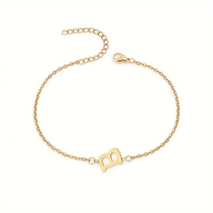 Letter Initial Bead Bracelet Thin Chain Minimalist Elegant