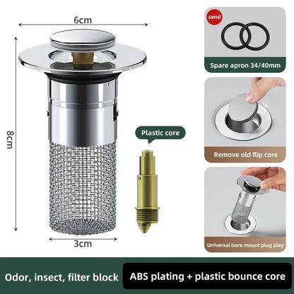 Pop-Up Drain Stopper Basin Hair Catcher Stainless Steel Filter Anti-Odor Fall 2026 Household Upgrade
