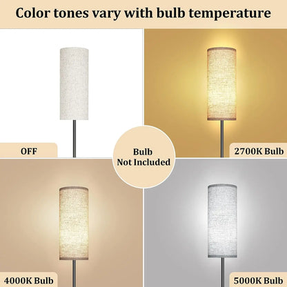 Japandi  Contemporary Floor Lamp With Fabric Shade Stepless Dimming